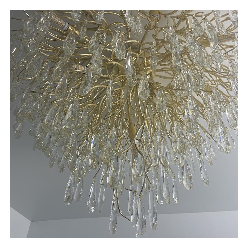 Crystal surface-mounted chandelier 12xG9/40W/230V gold