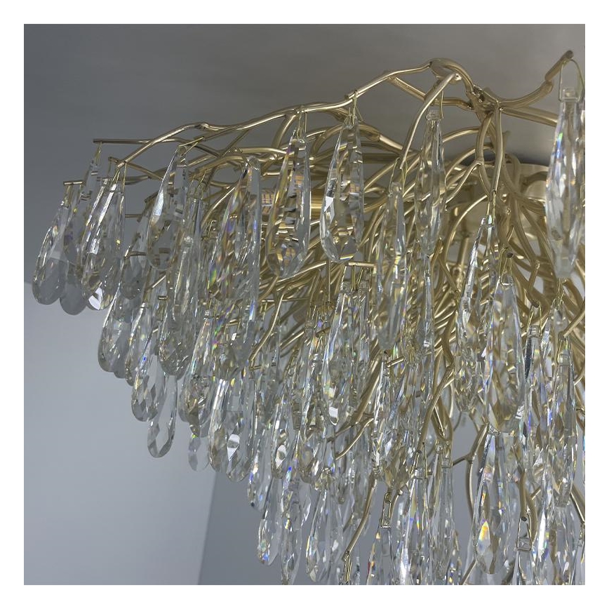 Crystal surface-mounted chandelier 12xG9/40W/230V gold