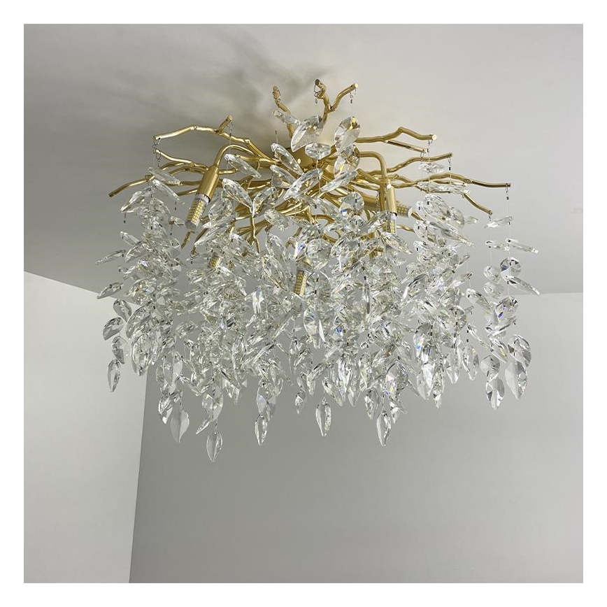 Crystal surface-mounted chandelier 9xG9/40W/230V gold