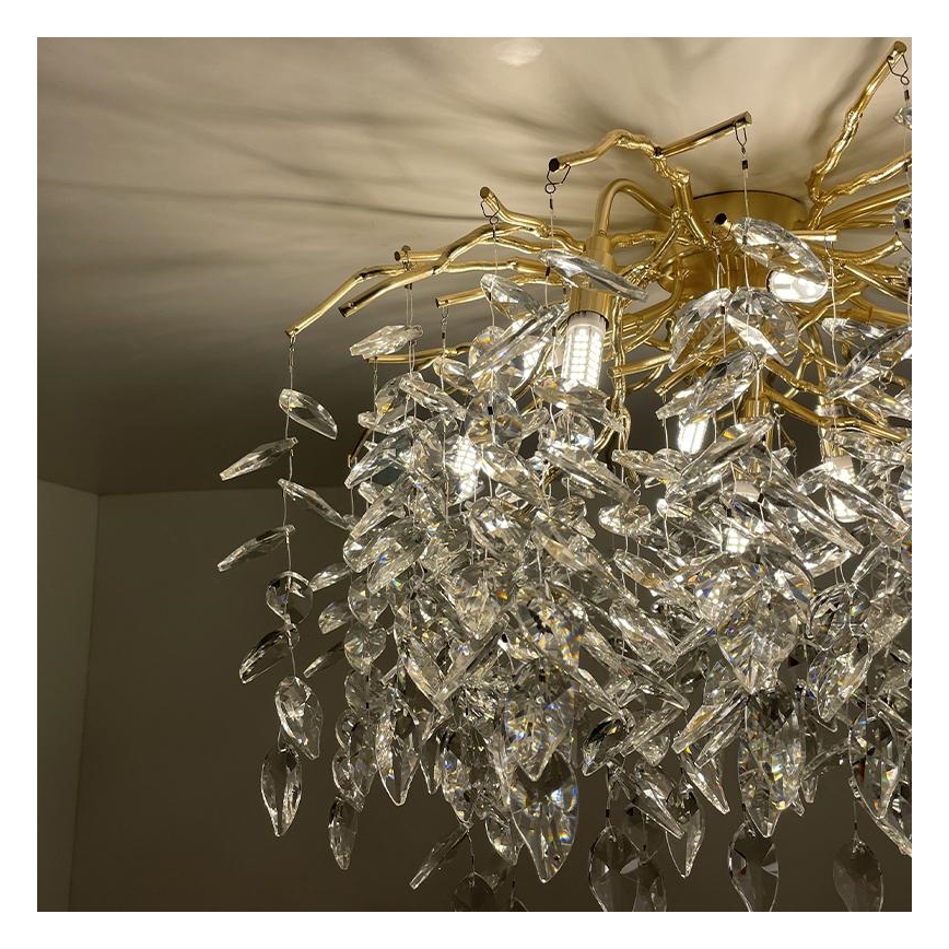 Crystal surface-mounted chandelier 9xG9/40W/230V gold