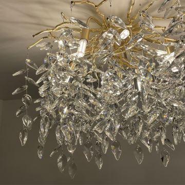 Crystal surface-mounted chandelier 9xG9/40W/230V gold