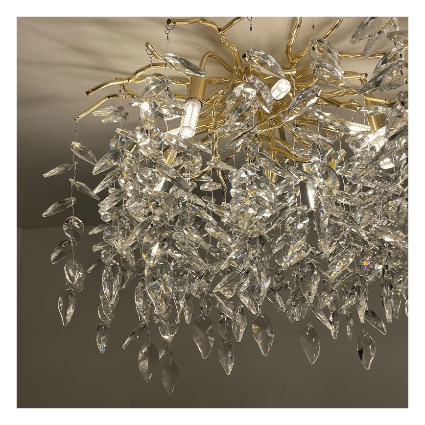 Crystal surface-mounted chandelier 9xG9/40W/230V gold