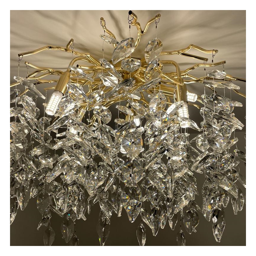 Crystal surface-mounted chandelier 9xG9/40W/230V gold