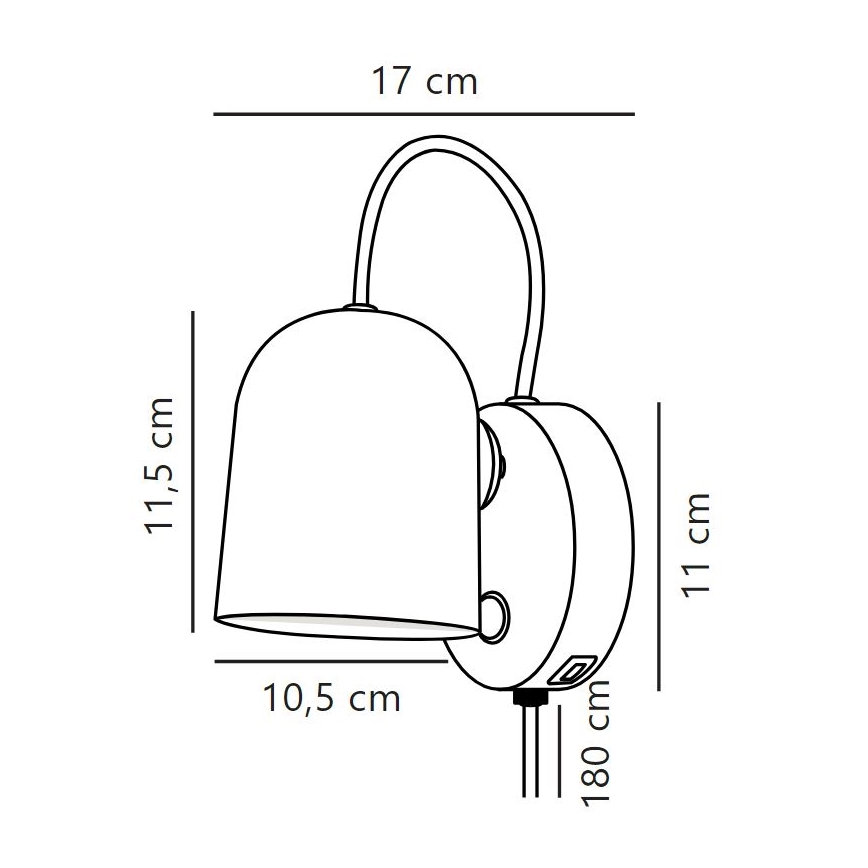 DFTP by Nordlux - Wall spotlight with USB port ANGLE 1xGU10/25W/230V white