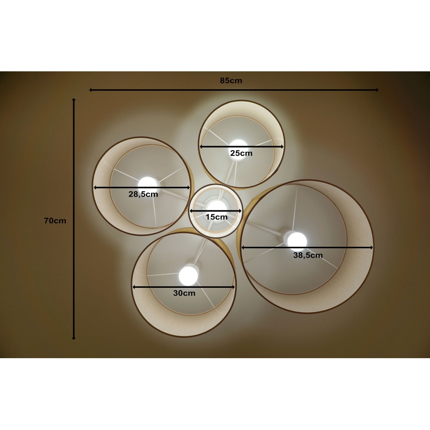 Duolla - Ceiling light ROLLER PENTO 5xE27/60W/230V beige