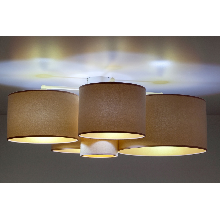 Duolla - Ceiling light ROLLER PENTO 5xE27/60W/230V brown