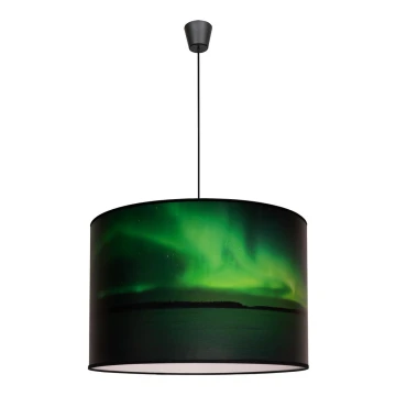 Duolla - Chandelier on a string PRINT L 1xE27/40W/230V black/green