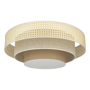 Duolla - LED Ceiling light LUNETA LED/26W/230V d. 60 cm 4000K rattan/beige/brown