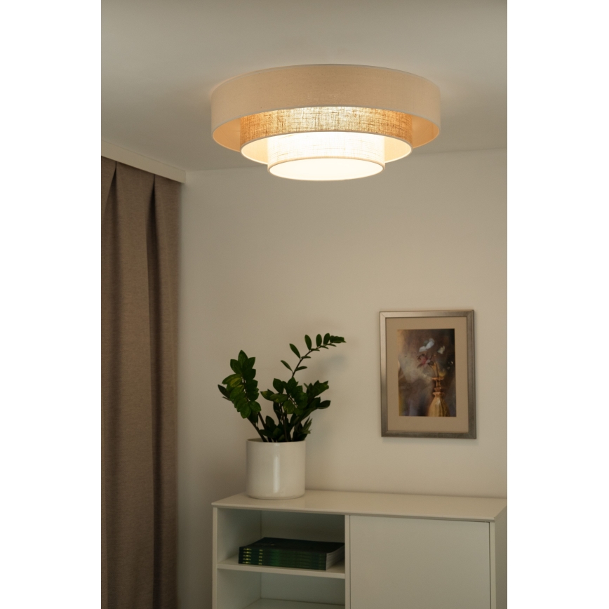 Duolla - LED Ceiling light LUNETA LED/26W/230V d. 60 cm 4000K rattan/beige/brown