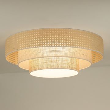 Duolla - LED Ceiling light LUNETA LED/26W/230V d. 60 cm 4000K rattan/beige/brown