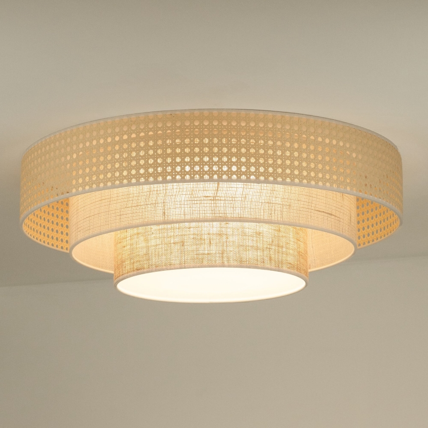 Duolla - LED Ceiling light LUNETA LED/26W/230V d. 60 cm 4000K rattan/beige/brown