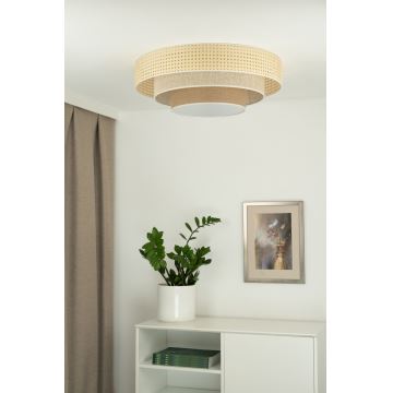 Duolla - LED Ceiling light LUNETA LED/26W/230V d. 60 cm 4000K rattan/beige/brown