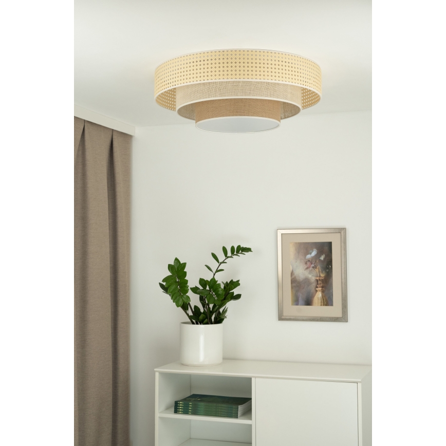 Duolla - LED Ceiling light LUNETA LED/26W/230V d. 60 cm 4000K rattan/beige/brown