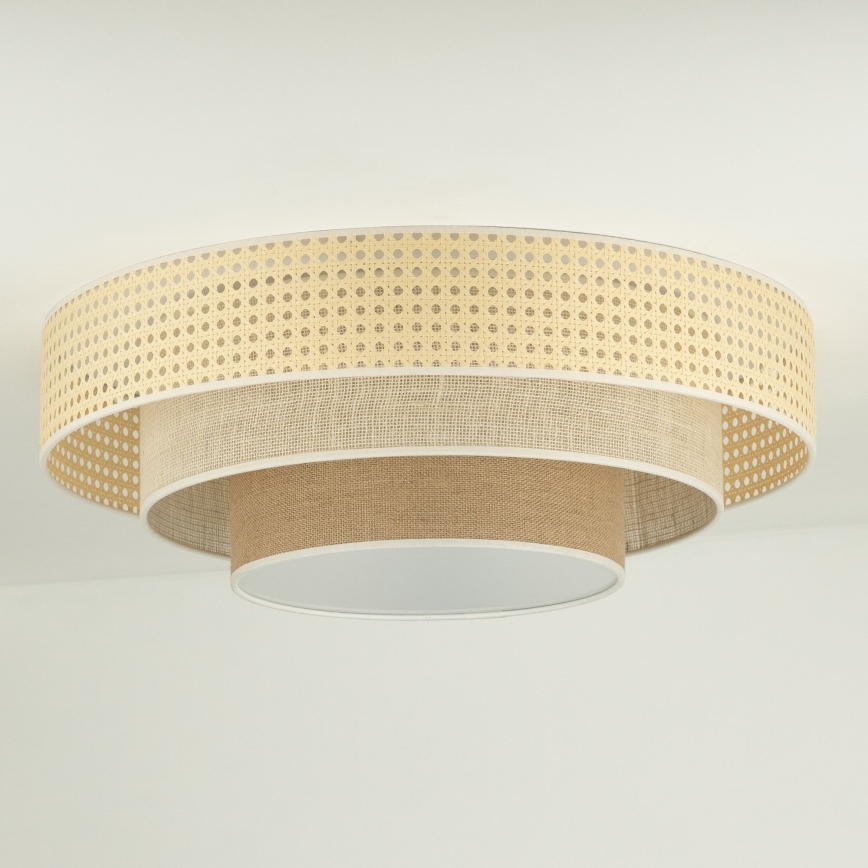 Duolla - LED Ceiling light LUNETA LED/26W/230V d. 60 cm 4000K rattan/beige/brown