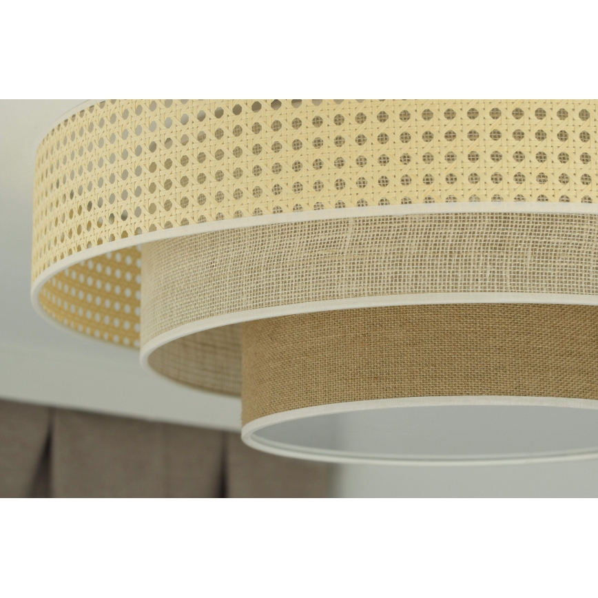 Duolla - LED Ceiling light LUNETA LED/26W/230V d. 60 cm 4000K rattan/beige/brown