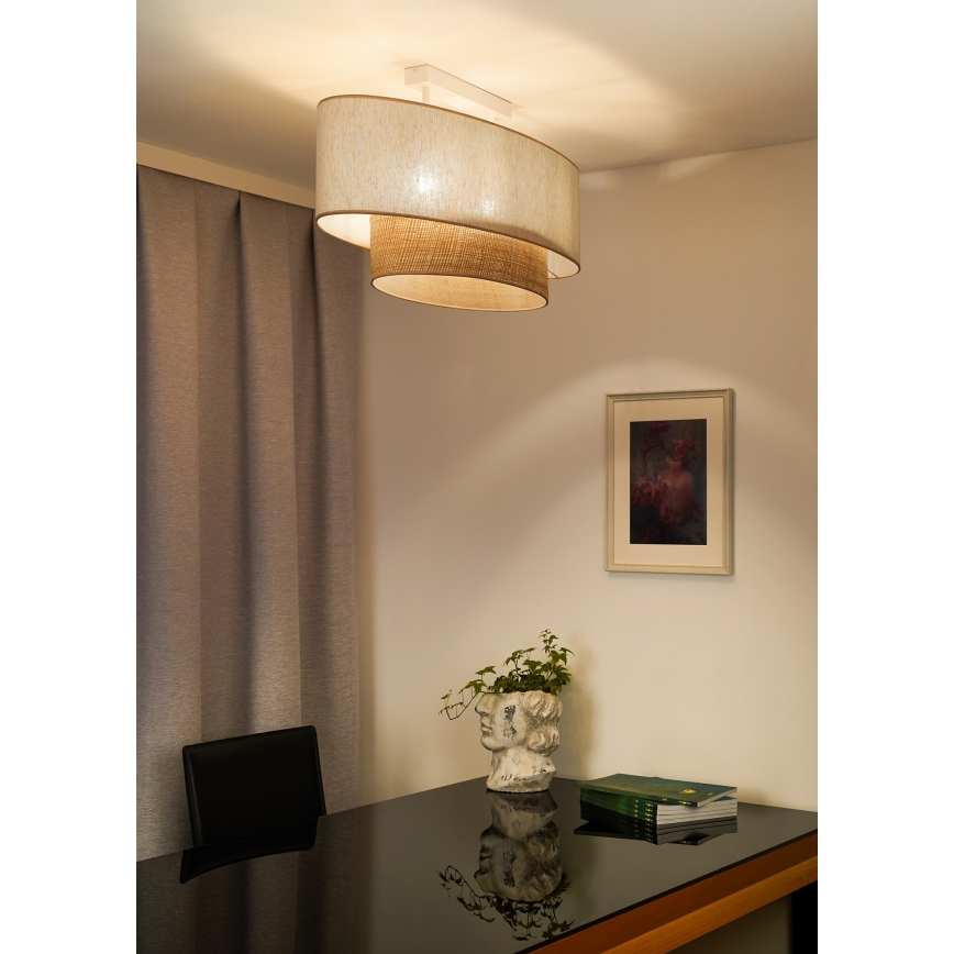 Duolla - Surface-mounted chandelier DOUBLE OVAL NATURE 2xE27/15W/230V creamy/beige