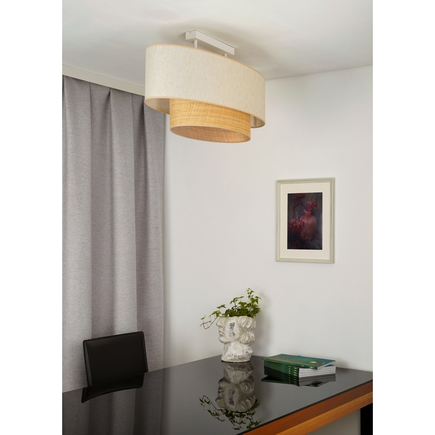 Duolla - Surface-mounted chandelier DOUBLE OVAL NATURE 2xE27/15W/230V creamy/beige