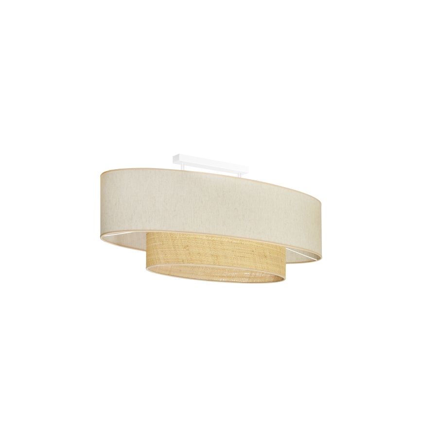 Duolla - Surface-mounted chandelier DOUBLE OVAL NATURE 2xE27/15W/230V creamy/beige