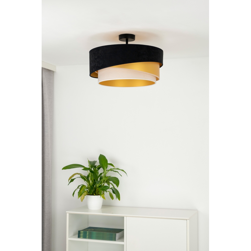 Duolla - Surface-mounted chandelier KOBO 1xE27/15W/230V d. 45 cm black/gold/creamy