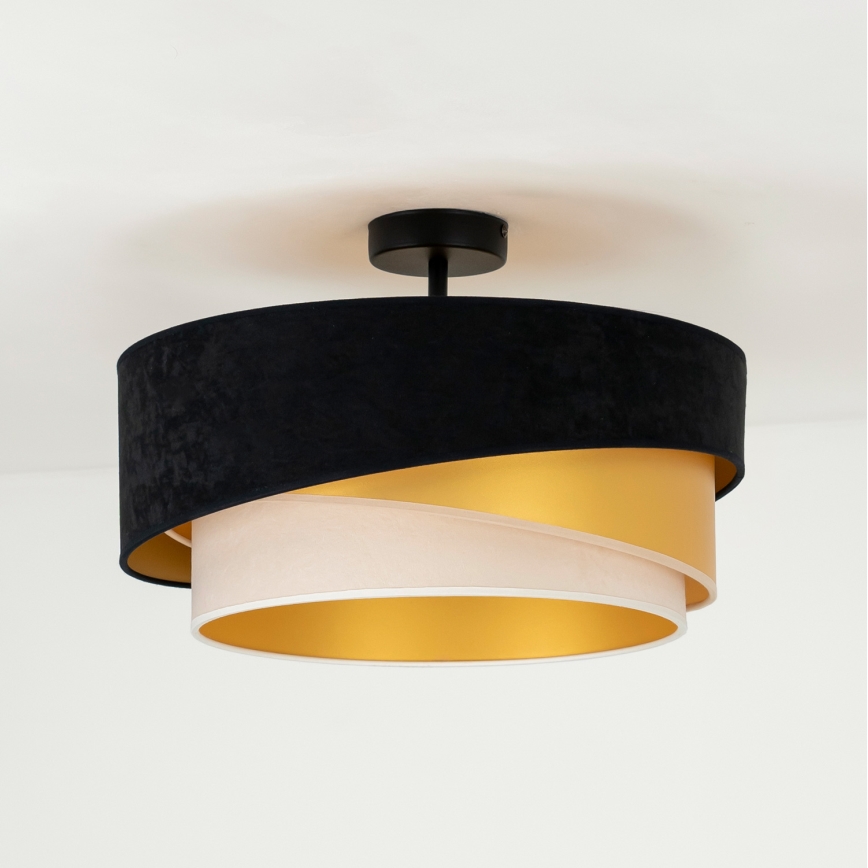 Duolla - Surface-mounted chandelier KOBO 1xE27/15W/230V d. 45 cm black/gold/creamy