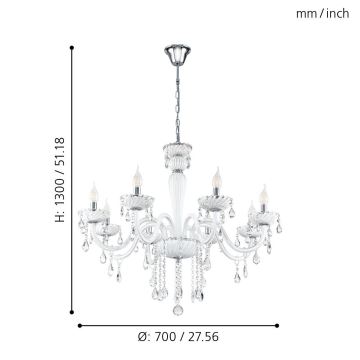 Eglo 39114 - Chandelier CARPENTO 8x14/40W/230V