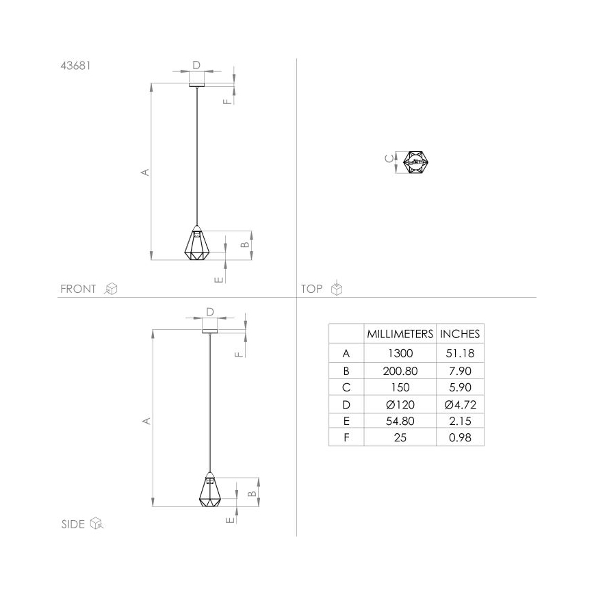 Eglo - Chandelier on a string 1xE27/60W/230V d. 17,5 cm