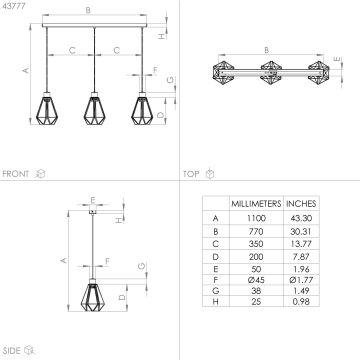 Eglo - Chandelier on a string 3xE27/40W/230V