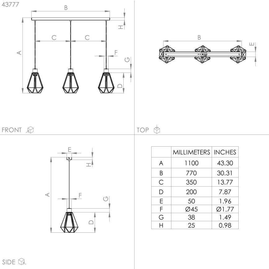 Eglo - Chandelier on a string 3xE27/40W/230V