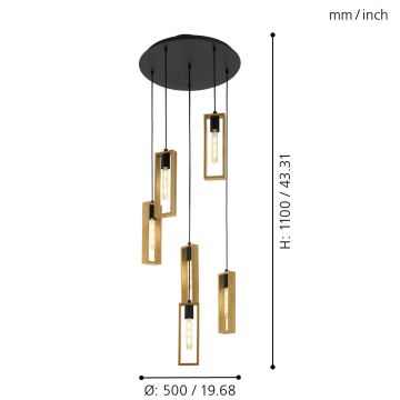 Eglo - Chandelier on a string 6xE27/60W/230V - FSC certified