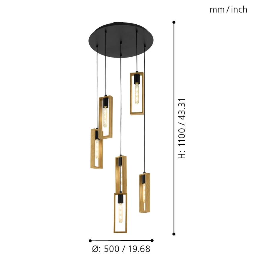 Eglo - Chandelier on a string 6xE27/60W/230V - FSC certified