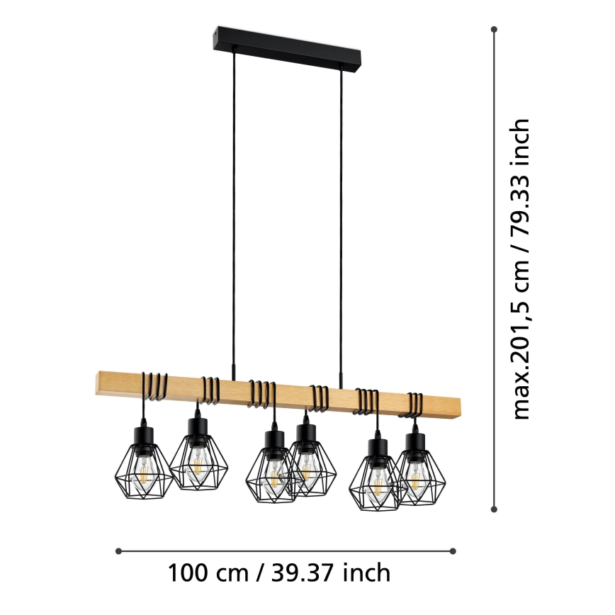 Eglo - Chandelier on a string 6xE27/60W/230V - FSC certified