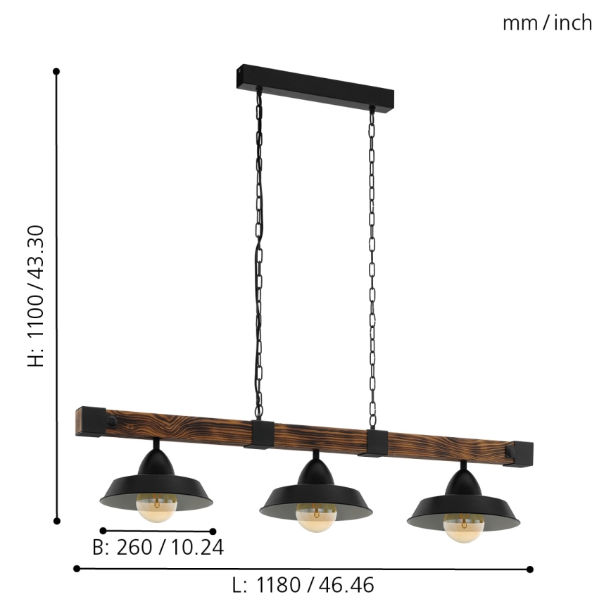 Eglo - Chandelier on a chain 3xE27/60W/230V - FSC certified