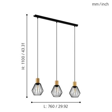 Eglo - Chandelier on a string 3xE27/60W/230V - FSC certified