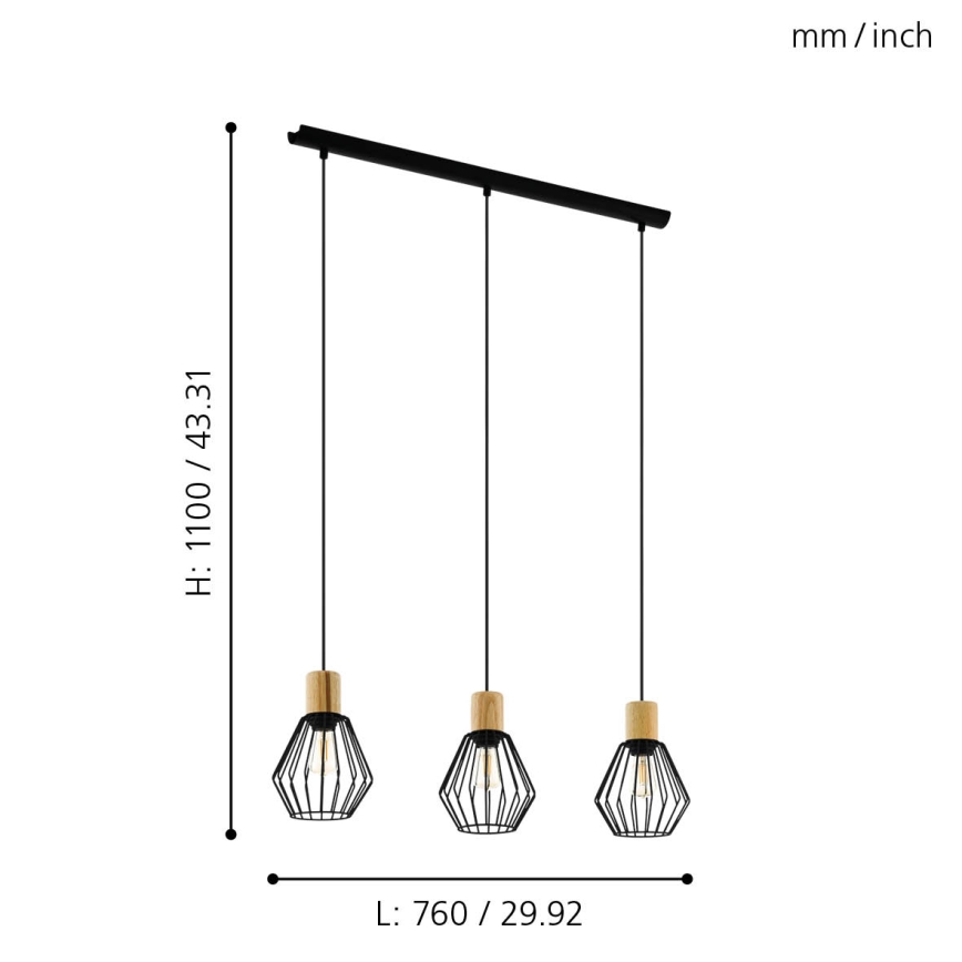 Eglo - Chandelier on a string 3xE27/60W/230V - FSC certified