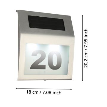 Eglo 48875 - LED Solar house number LED/1,2W/1,2V IP44 matte chrome