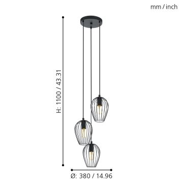 Eglo - Chandelier 3xE27/60W/230V