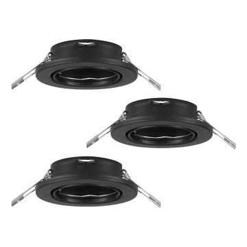 Eglo 75673 - SET 3x Bathroom recessed light AGULO 1xGU10/35W/230V IP23 black