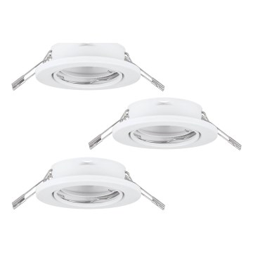 Eglo 75674 - SET 3x Bathroom recessed light AGULO 1xGU10/35W/230V IP23 white