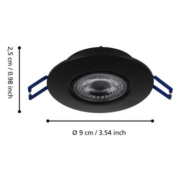 Eglo 75765 - SET 3x LED Recessed light ZUJAR LED/3,4W/230V black