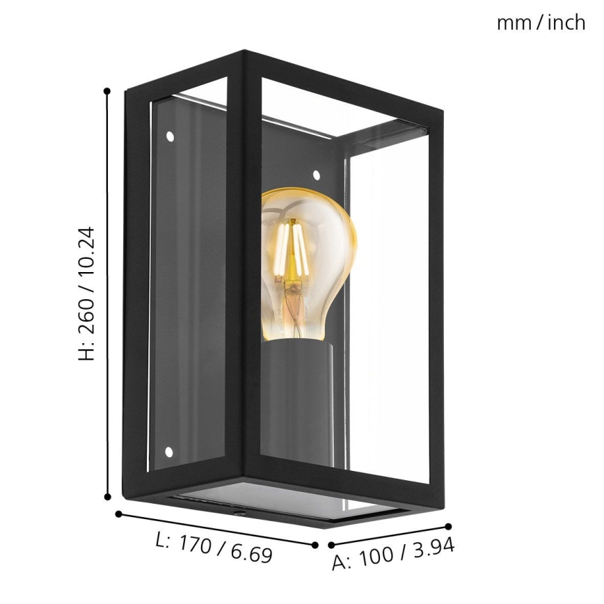 Eglo 780427 - Outdoor wall light ALGECIRAS 1xE27/60W/230V IP44 black