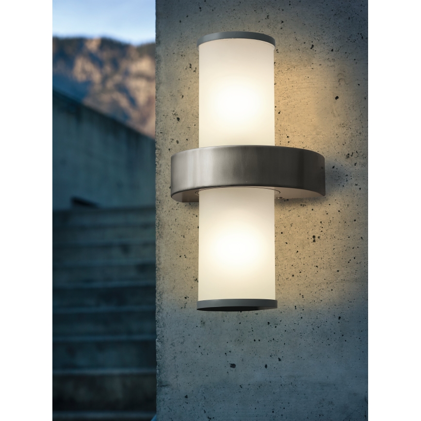 Eglo - Outdoor wall light 2xE27/60W silver / white