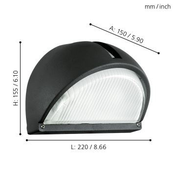 EGLO - Outdoor wall light 1xE27/60W black IP44