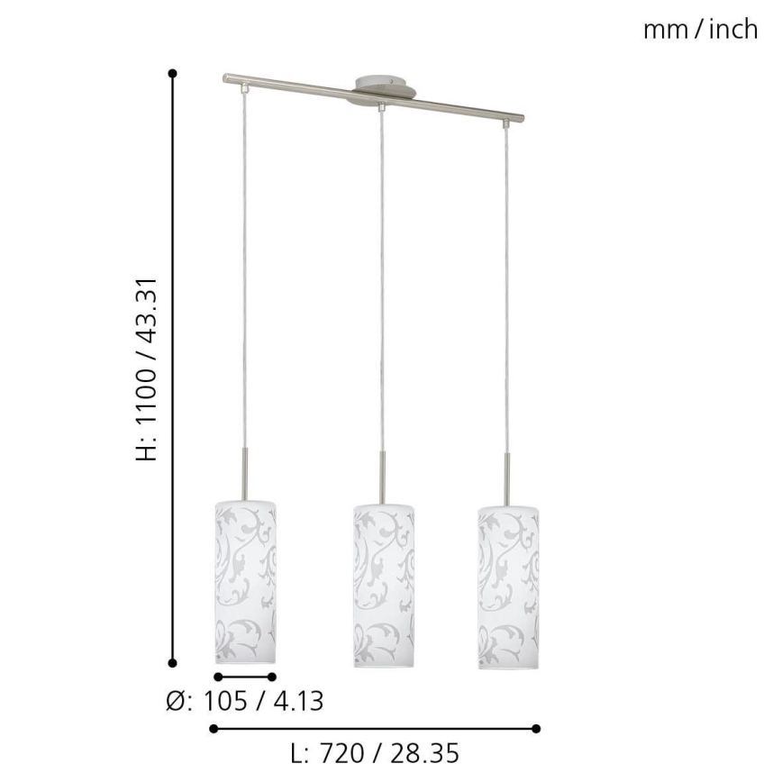 Eglo - Pendant chandelier 3xE27/60W/230V