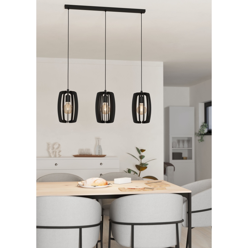 Eglo - Chandelier on a string 3xE27/40W/230V black