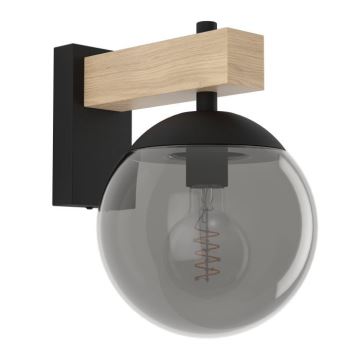 Eglo - Outdoor wall light 1xE27/40W/230V black/wood IP44