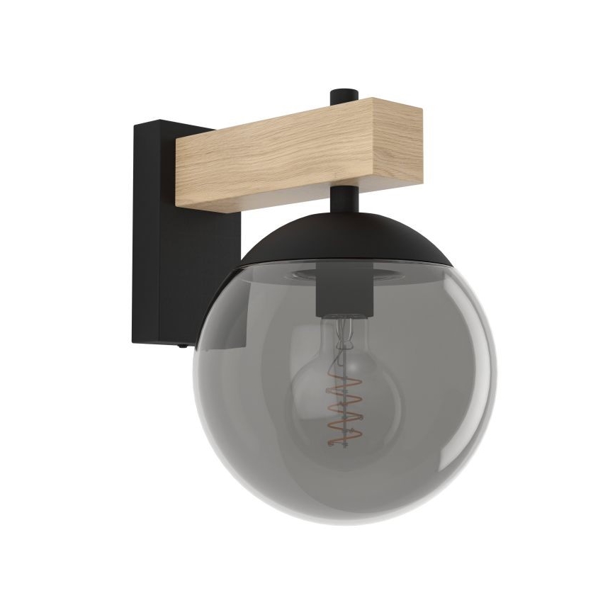 Eglo - Outdoor wall light 1xE27/40W/230V black/wood IP44