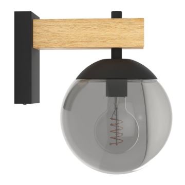 Eglo - Outdoor wall light 1xE27/40W/230V black/wood IP44