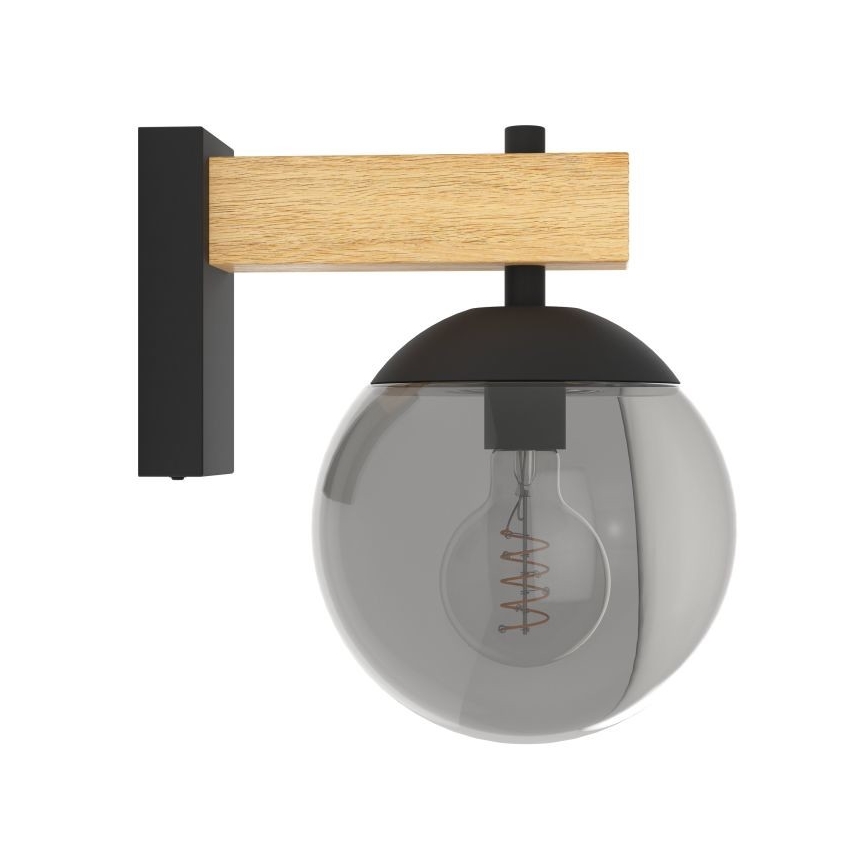 Eglo - Outdoor wall light 1xE27/40W/230V black/wood IP44