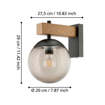 Eglo - Outdoor wall light 1xE27/40W/230V black/wood IP44