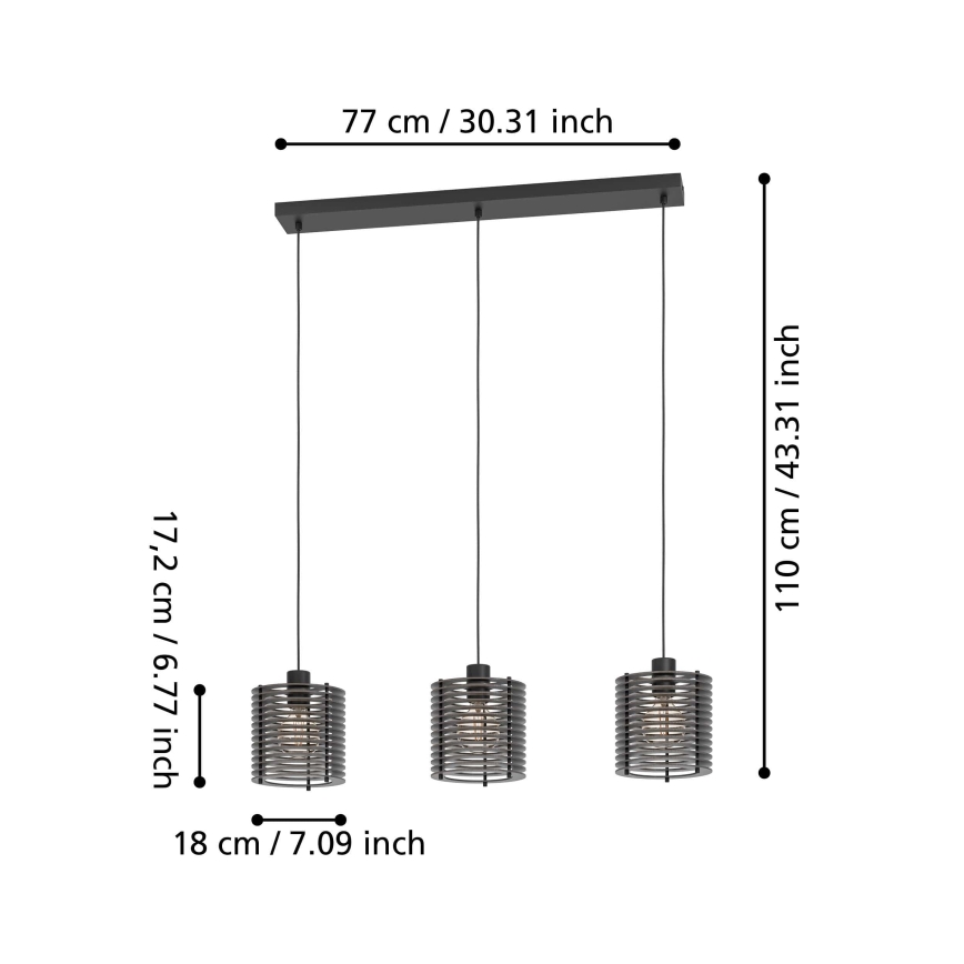 Eglo - Chandelier on a string 3xE27/40W/230V